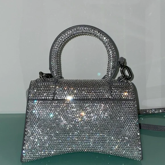 FIRM PRICE. Authentic Balenciega HOURGLASS XS HANDBAG WITH RHINESTONES - Picture 5 of 6